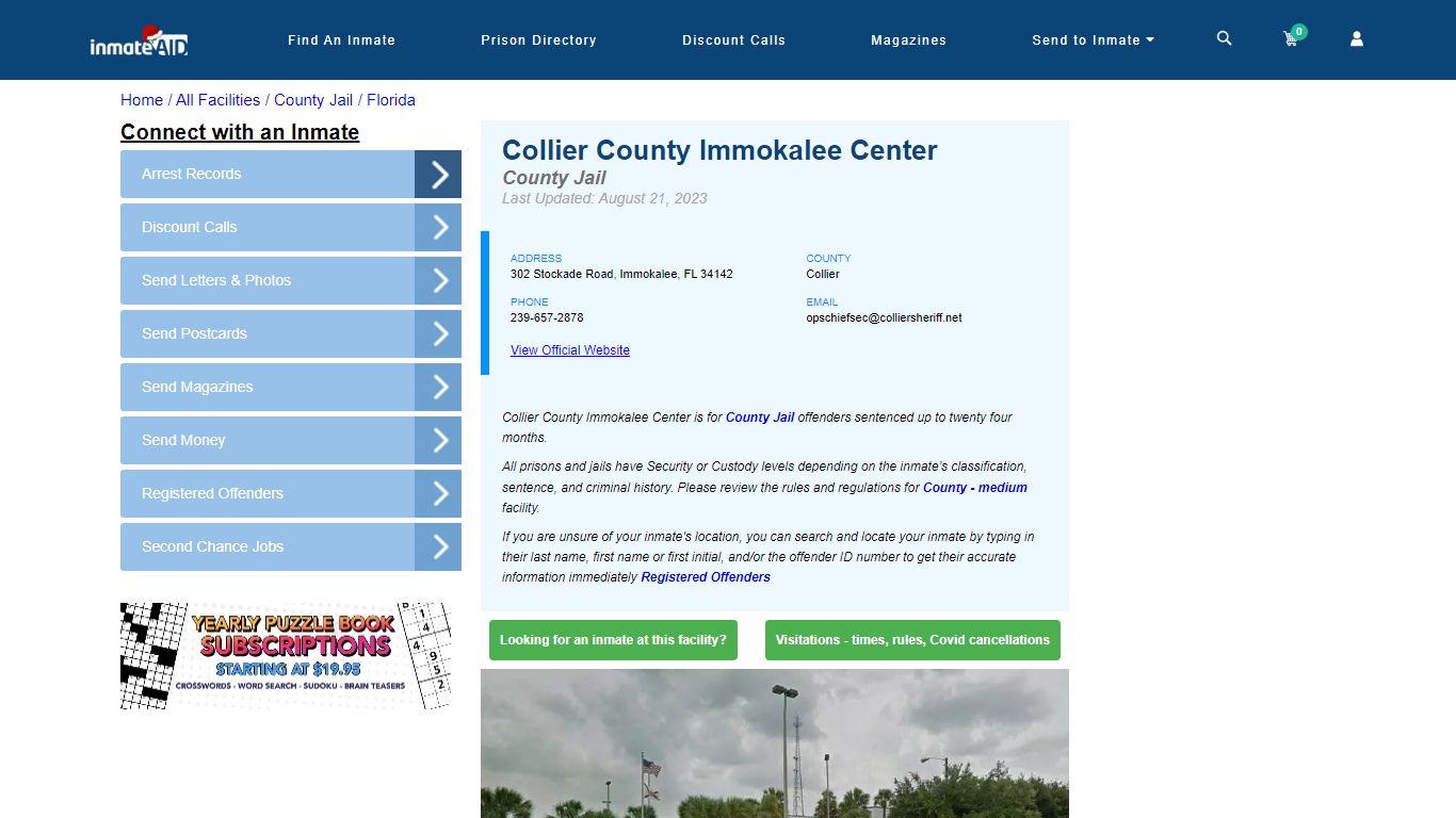 Collier County Immokalee Center - Inmate Locator - Immokalee, FL